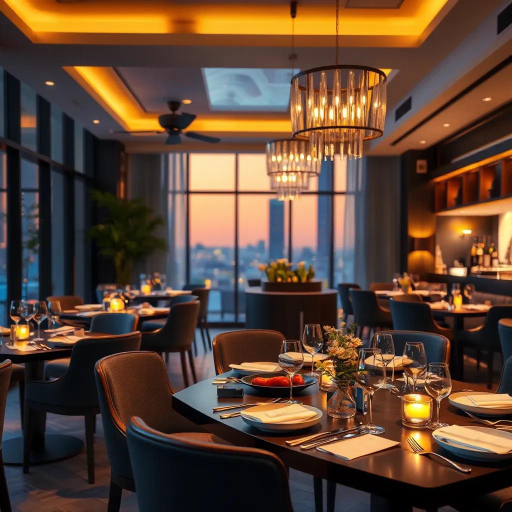 The warm dining room at Mama Mia's Kitchen, golden-hour light